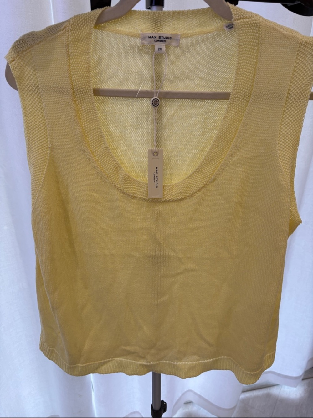Max Studio Pale Yellow Knit Scoop Neck Tank